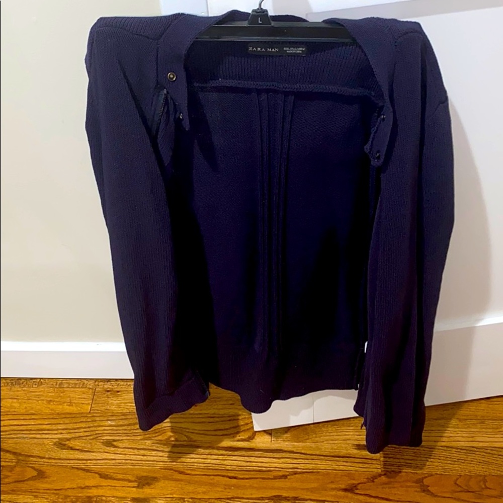 Men’s Zara Navy blue zip up sweater size Large